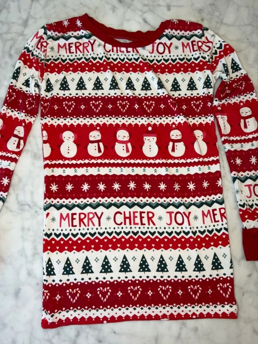 Little Sleepies Red White Green Holiday Snowman Pajama Set 7/8Y